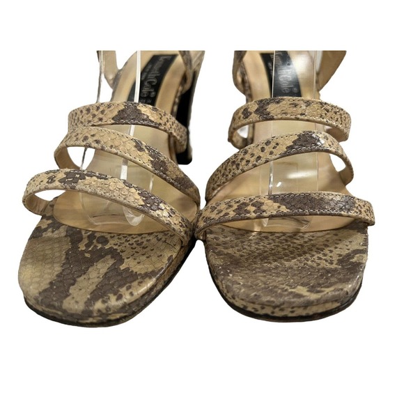 Vintage 90s Y2k Kenneth Cole Chunky Strappy Snakeskin Heels SZ 9 - Picture 3 of 16